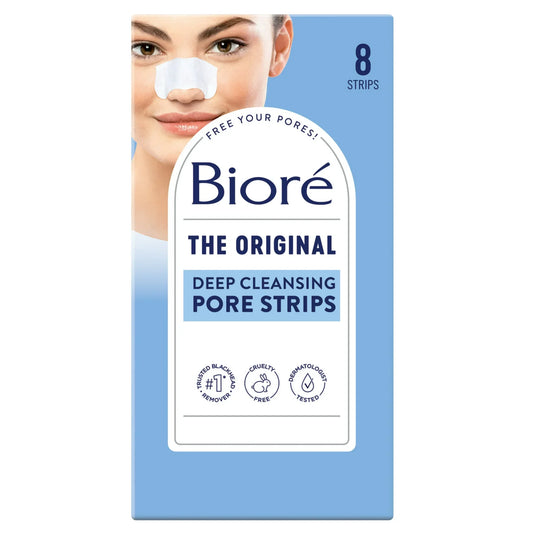 Bioré Deep Cleansing Pore Strips, Original, Blackhead Remover Strips, Oil Free, 8 ct
